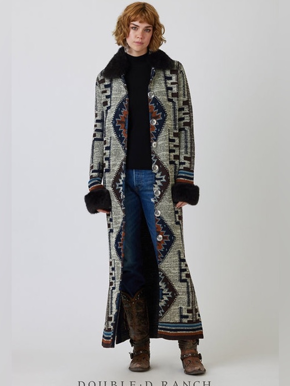 Double D Ranch Casper sweater duster coat removable collar cuffs RTL $695 XS